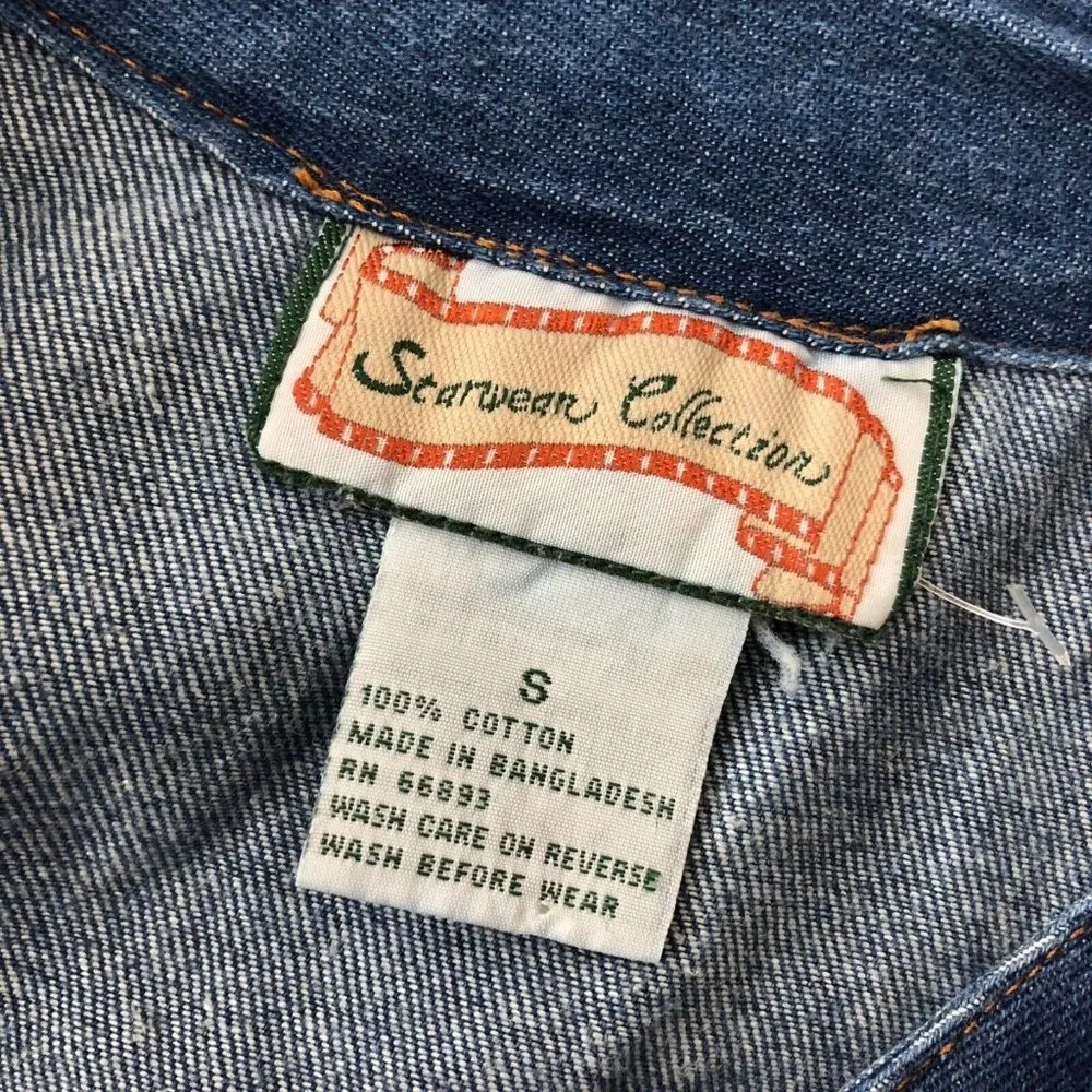 Starwear Collection Denim Mini Dress A Line Western Pockets Long Sleeve Cotton S Blue - Image 3