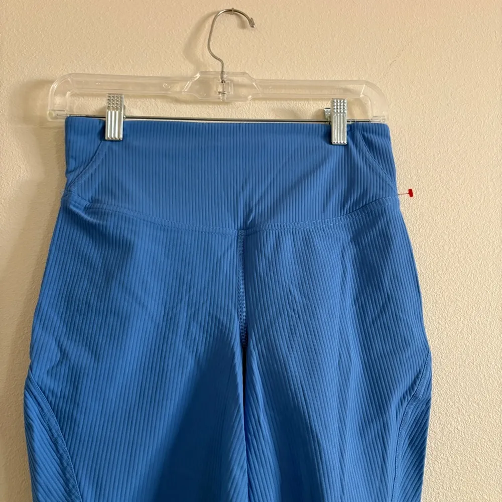 Lululemon Base Pace High Rise Biker Running Short 8" Ribbed Nulux Blue Nile Sz 6 - Image 10