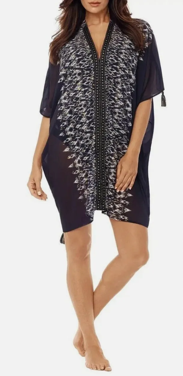 Miraclesuit Women's Black Metallic Bathing Suit Cover-up Caftan Kaftan Med NWT - Image 1