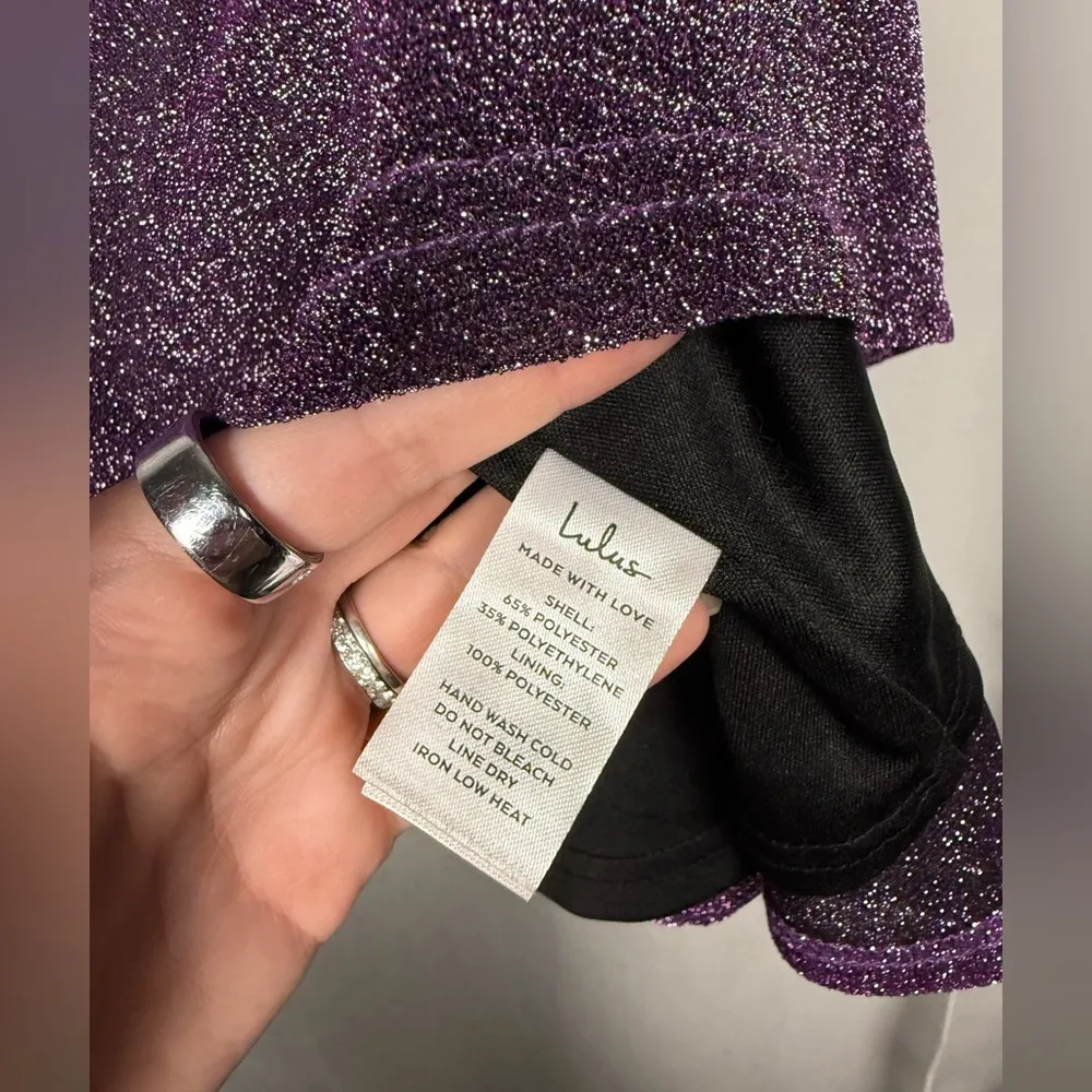 Lulus Celebration Cutie Purple Sparkly One-Shoulder Skater Mini Dress XL - Image 13