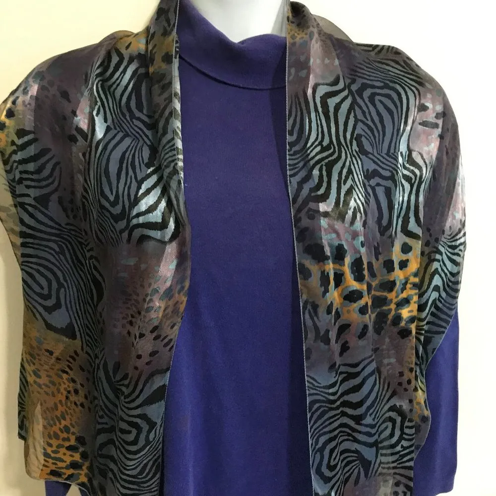 Animal Print Sheer/Solid Shiny Wrap/Shawl Gold - Image 2