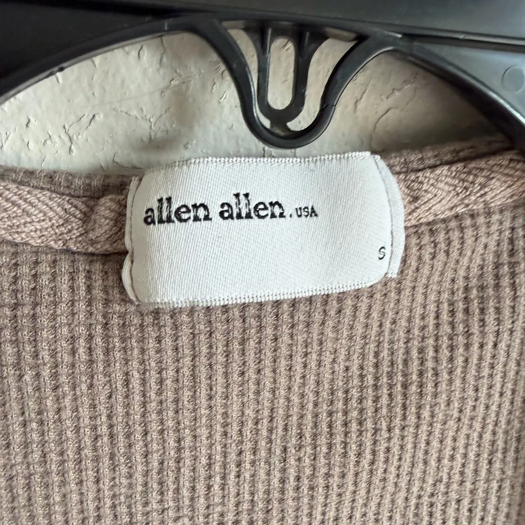 Allen Allen Taupe Waffled Taupe Hooded Open Cardigan Jacket Womens S Casual - Image 4