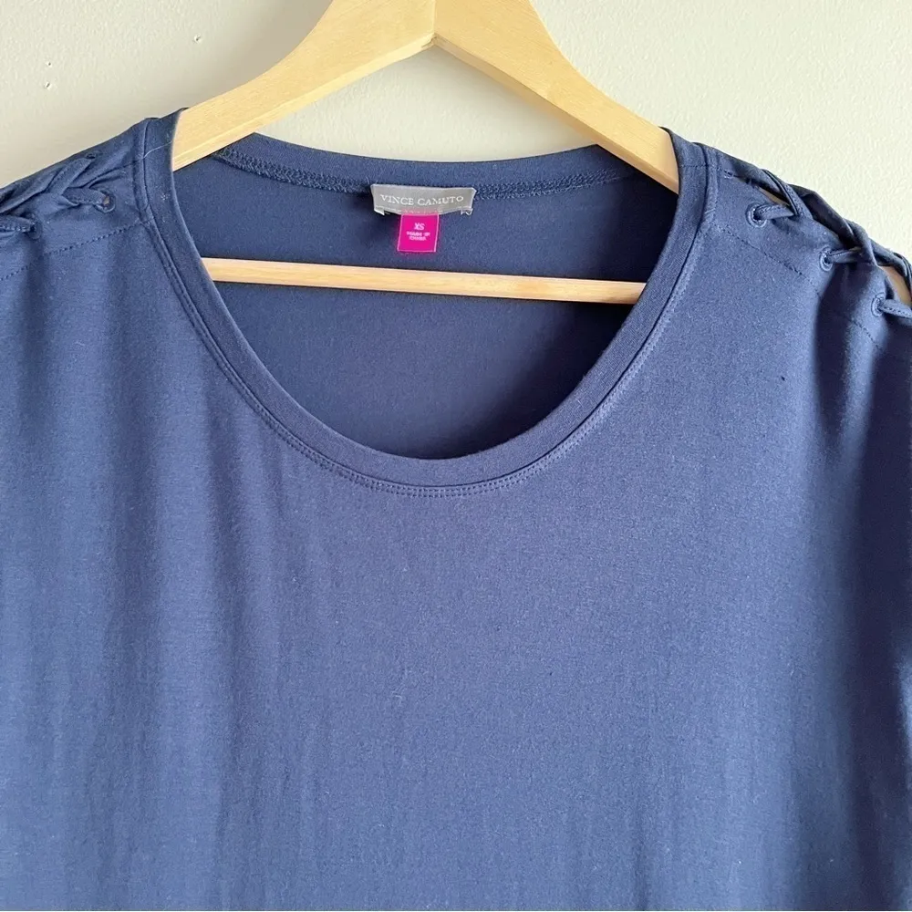 NWT Vince Camuto • Zen Bloom Navy T-Shirt Shift‎ Dress in Black Iris, Size XS - Image 3