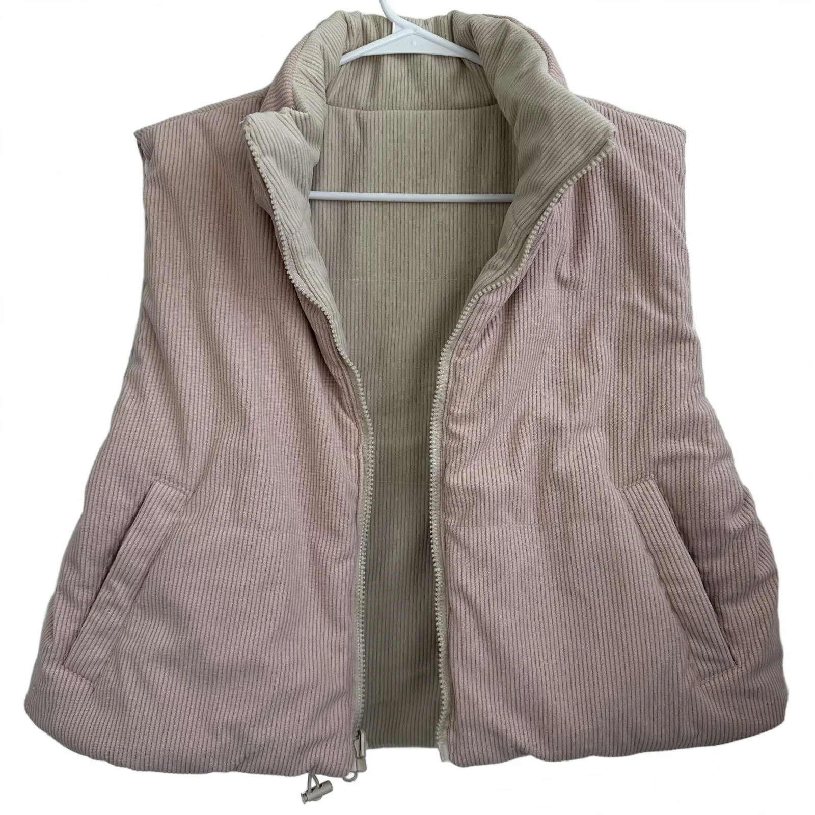 Thread & Supply Reversible Crop Vest Taupe Pink NWT Large - Image 8