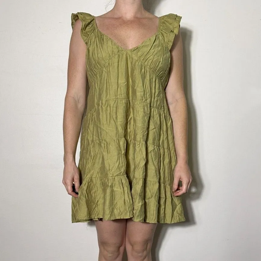 Blu Pepper Green Bohemian Mini Dress Size Large - Image 3