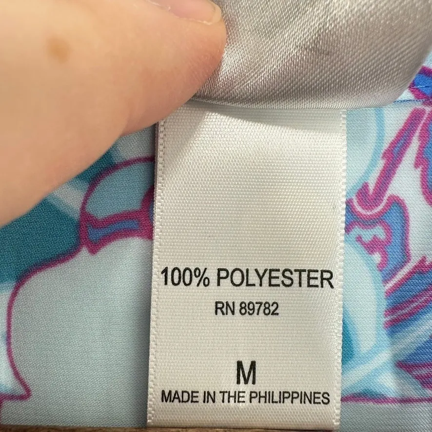 Natori Blue Floral Print Maxi Dress Size M V-Neck 3/4 Sleeve Resort‎ Wear Flowy - Image 8