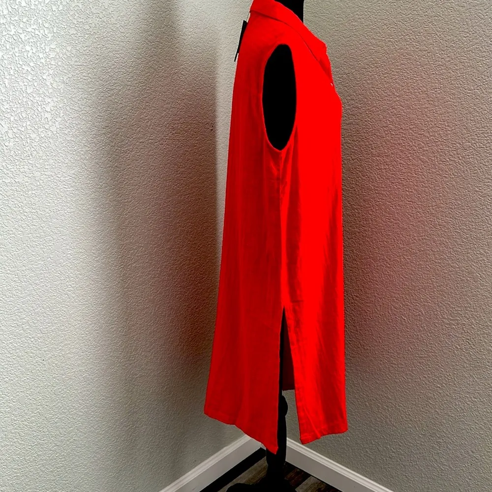 Marc New York Vibrant Red Linen sleeveleeve shirt dress / Duster - Image 3