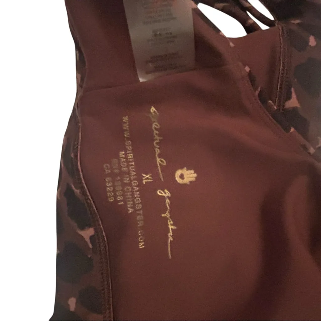 Spiritual Gangster Womens  Studio Dream Tech Bra Brown animal print size XL - Image 9
