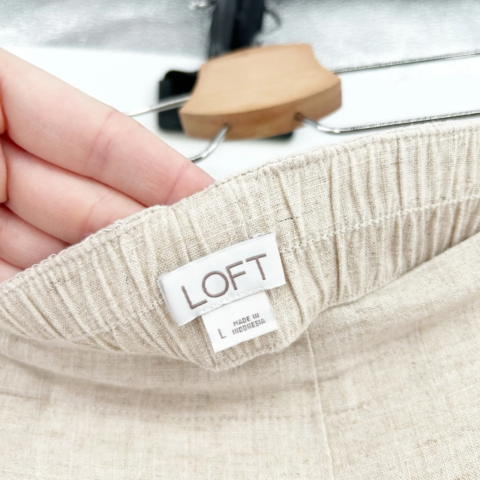 Ann Taylor Loft Womens Bundle Lot (2) Linen Blend Summer Beach‎ Lounge Shorts L - Image 9