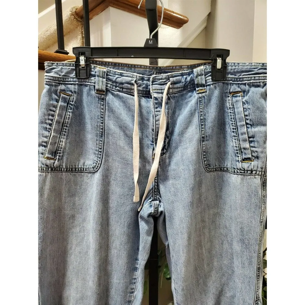 Old Navy Women Solid Blue Denim Cotton Mid Rise Straight Leg Jeans Pant Size 14 - Image 2