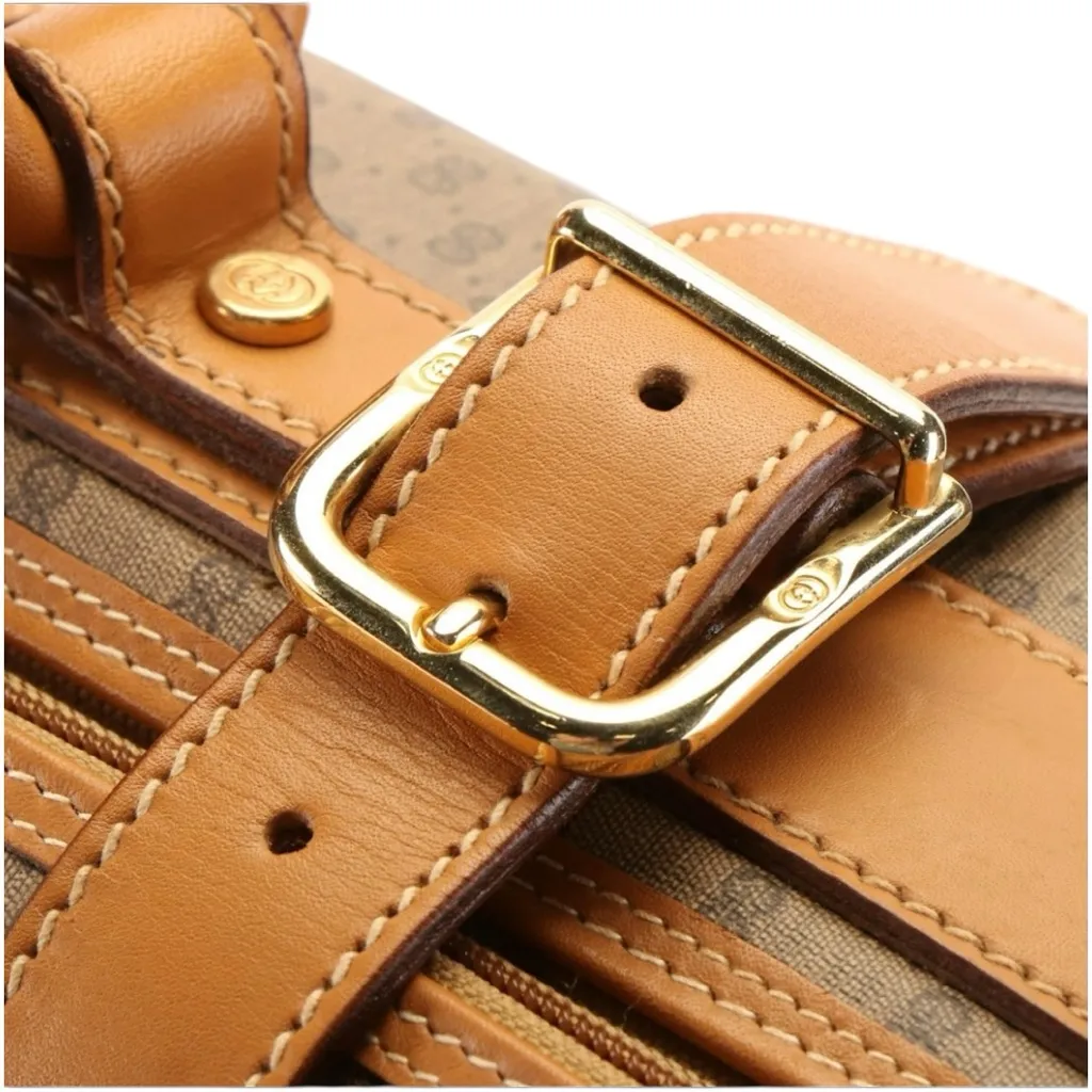 EVC Gucci Micro GG Coated Canvas and Leather Travel Bag Luggage Tag, lock, key - Image 5