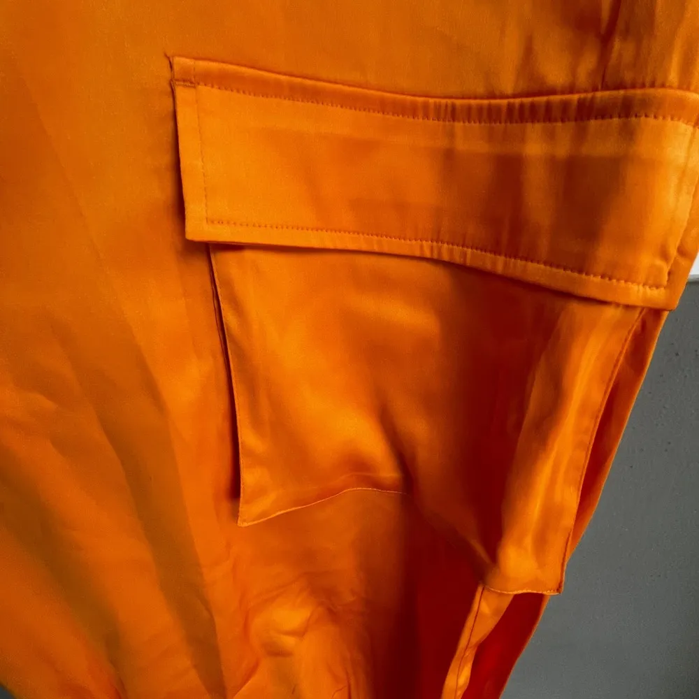 The Drop Women's Orange High Waist Cargo Pants Elastic Waistband Drawstring XL - Image 9