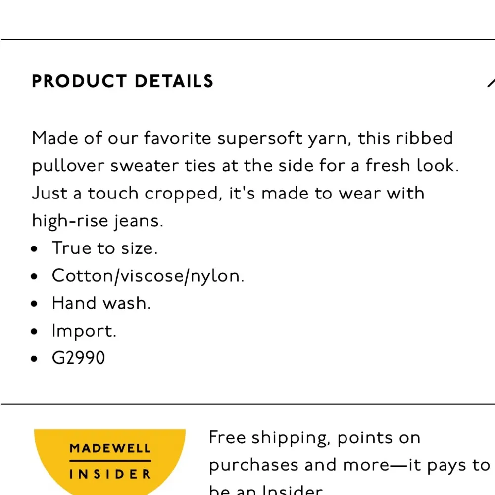 Madewell Navy Blue Side-Tie Pullover Ribbed Crewneck Sweater Cotton Sz M - Image 11