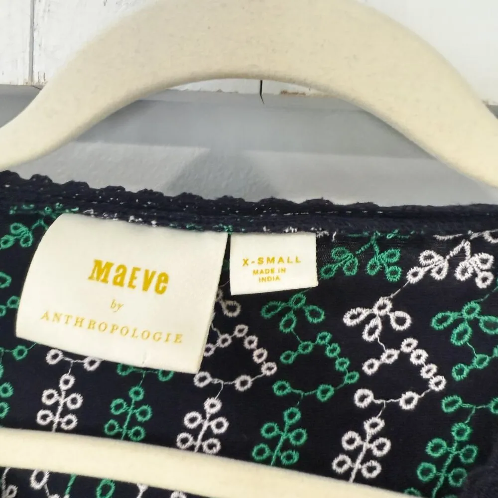 Maeve Cammie Embroidered Peplum Top XS - Image 4