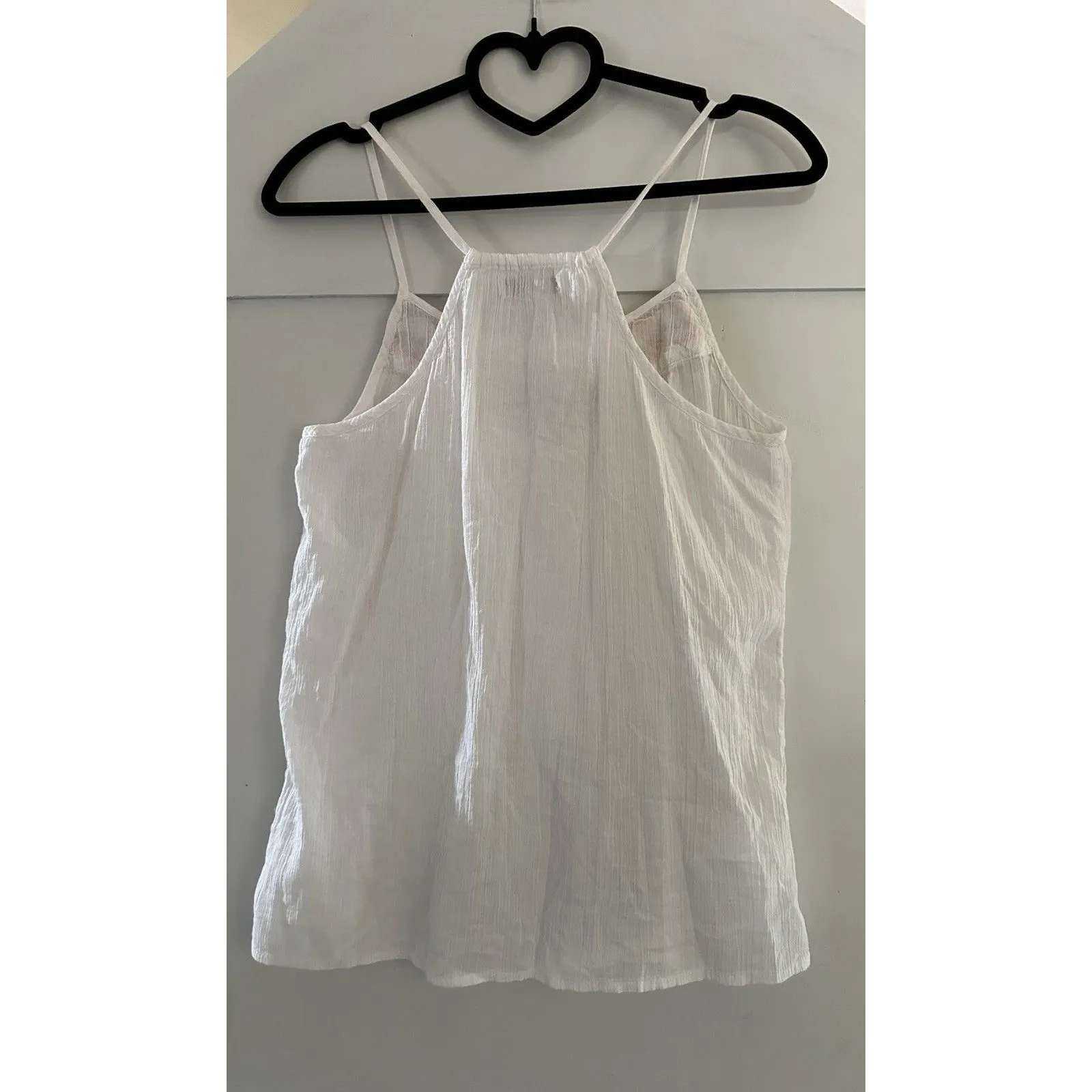 Old Navy White Flowy Tank Top Embroidered Flowers Size XS - Image 4