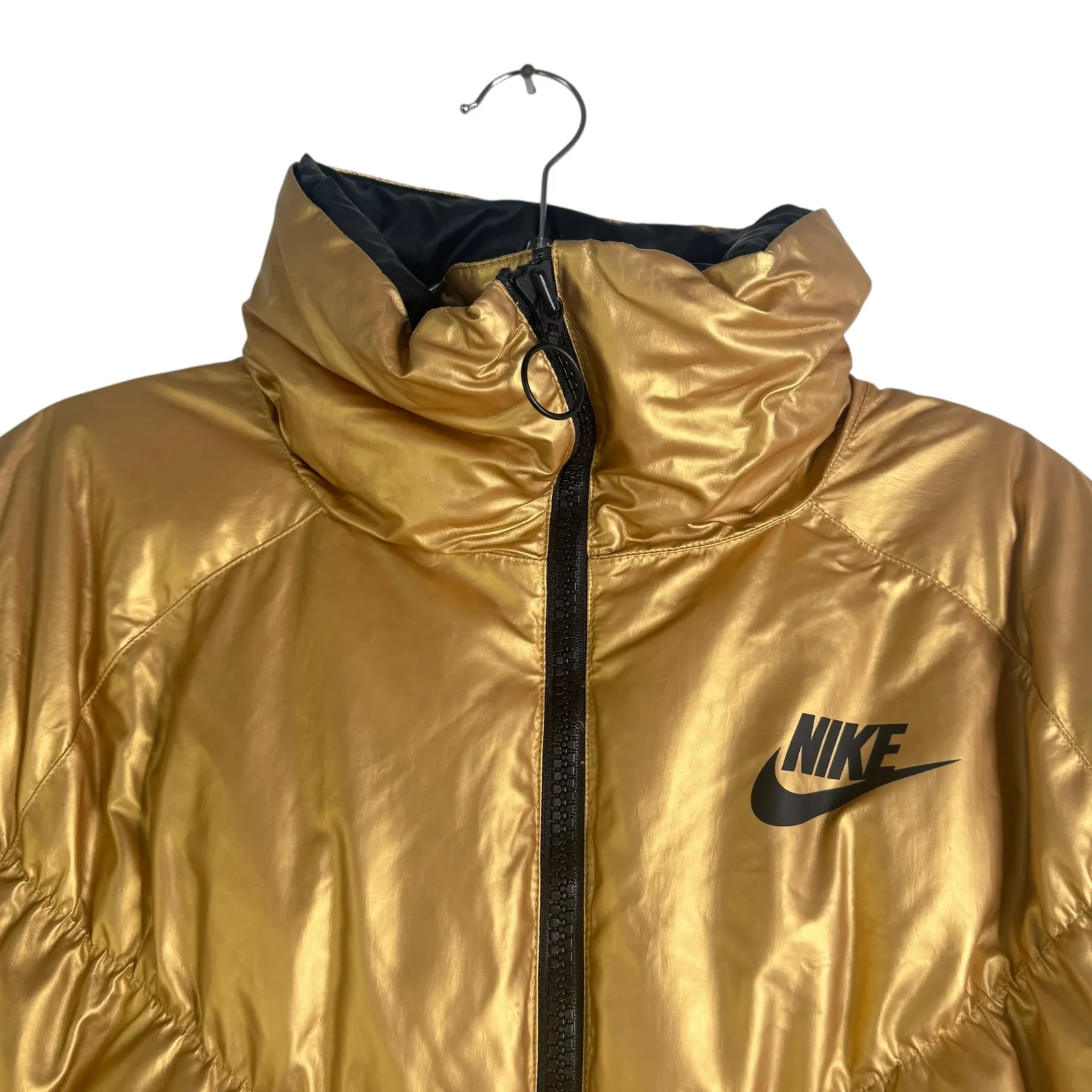 Nike Sportswear Womens Synthetic Fill Shine Jacket Gold Metallic Small S Puffer - Image 6