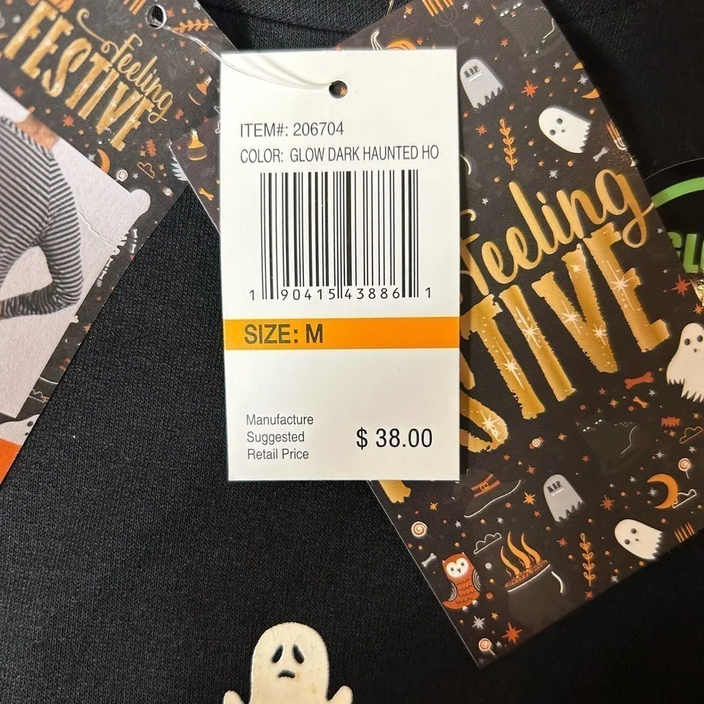 Halloween‎ Top Womens M Black Glow In The Dark Hunted House Feeling Festive NEW Size M - Image 8