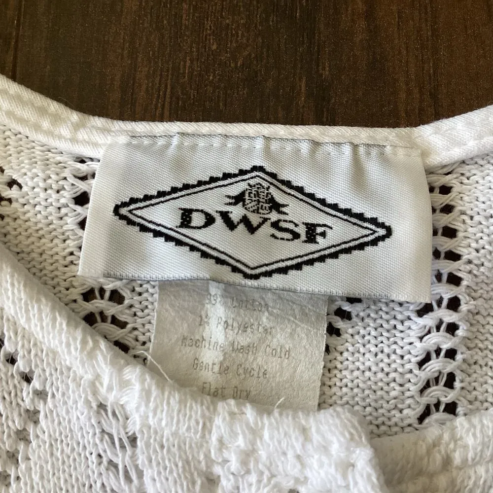 Vintage DWSF Pointelle Knit Top White Size M - Image 5
