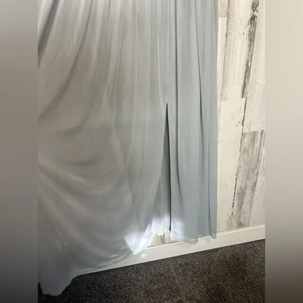 David’s Bridal One-Shoulder Lace Chiffon Gown – Misty Blue – Size 16 – NWT - Image 8