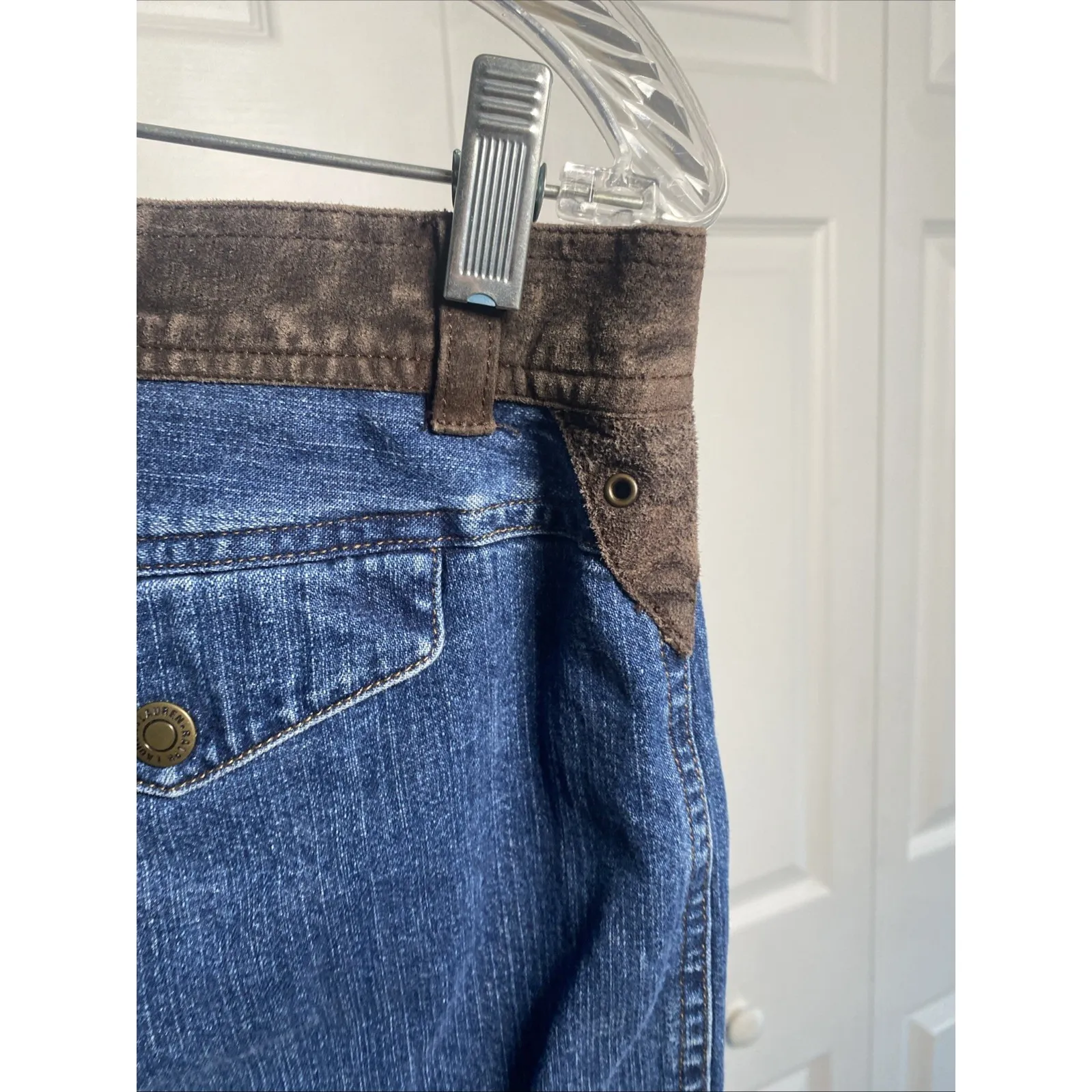 Vintage Ralph Lauren Jeans 12 Leather Waist Straight Leg Denim Jeans Western - Image 4