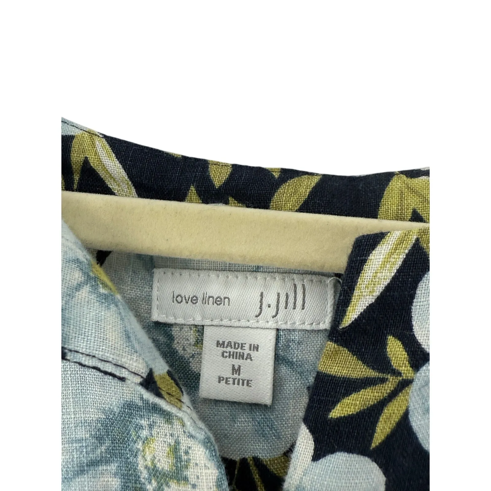 J. Jill Love Linen Floral Sleeveless Shift Dress Black Blue Size Medium Petite - Image 3