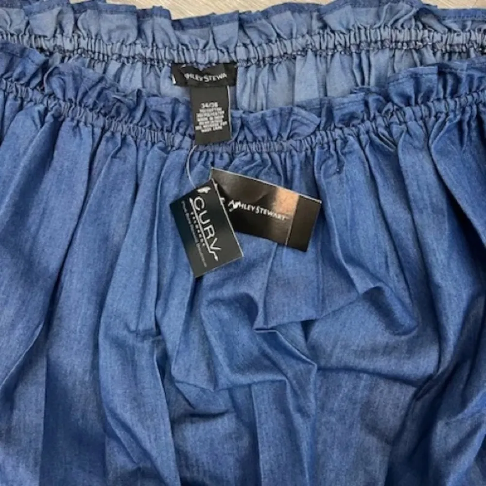 Ashley Stewart Denim Puff Sleeve Peplum Top - NEW - Size 34/36 - Image 3