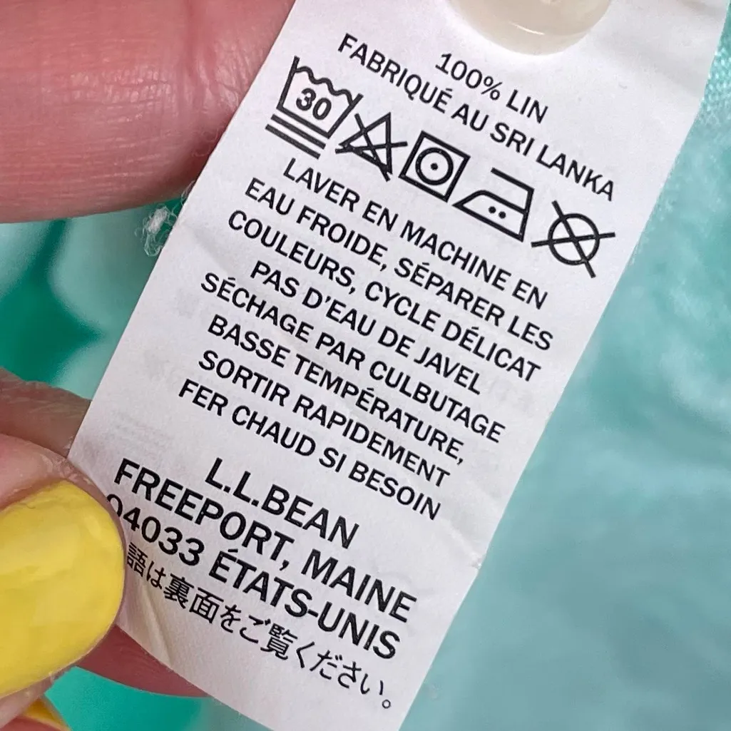 L.L. Bean Premium Washable Linen Long Tunic Top Size Large 100% Linen Fair Aqua Blue - Image 8