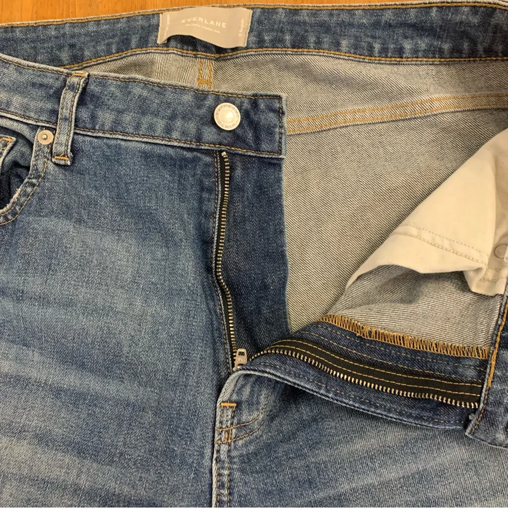 Everlane The Curvy Cheeky High Waist Straight Leg Frayed Hem Jeans Size 32 - Image 3