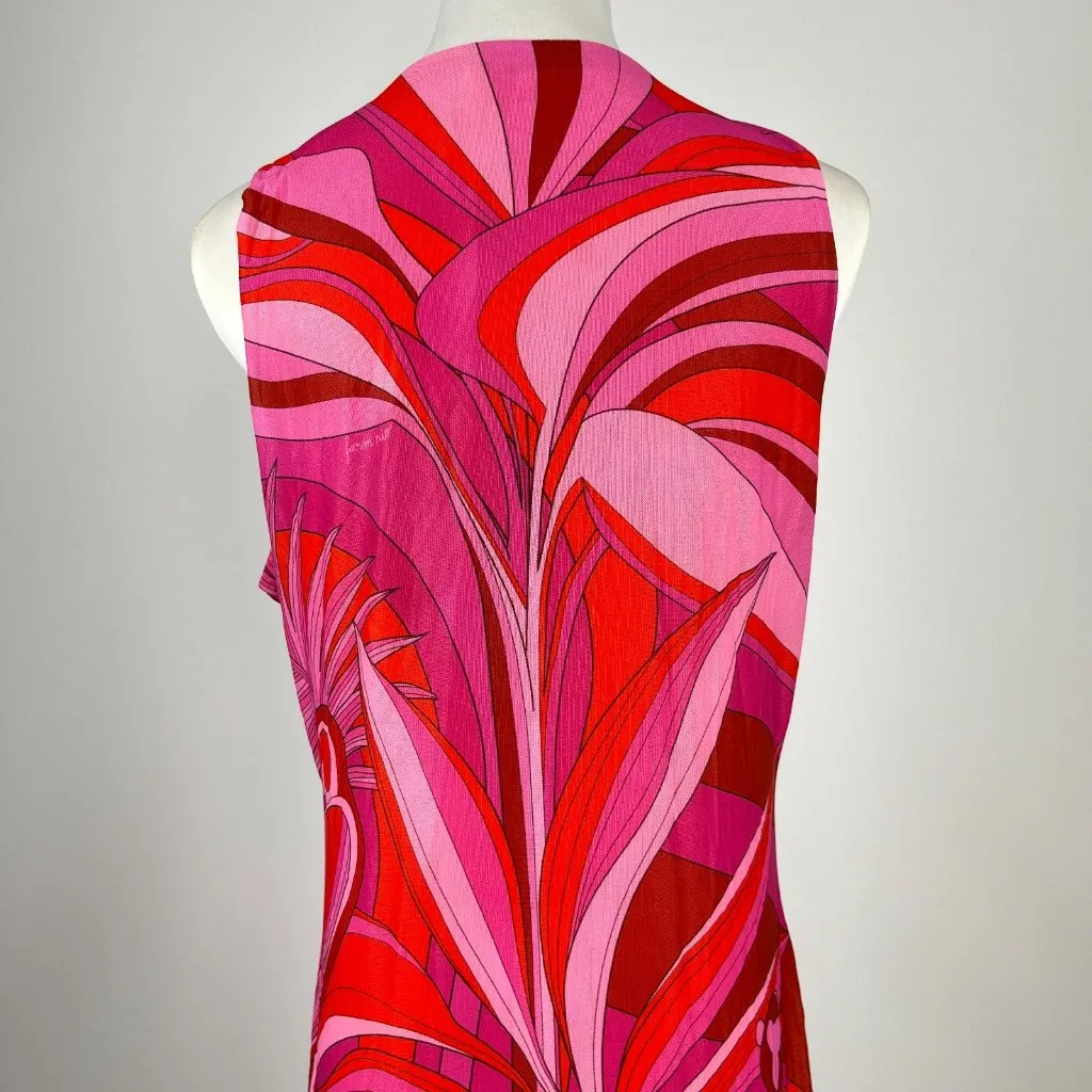 NWT Farm Rio Endless Summer Tulle Floral Flower Midi Dress Size L Pink Red - Image 10