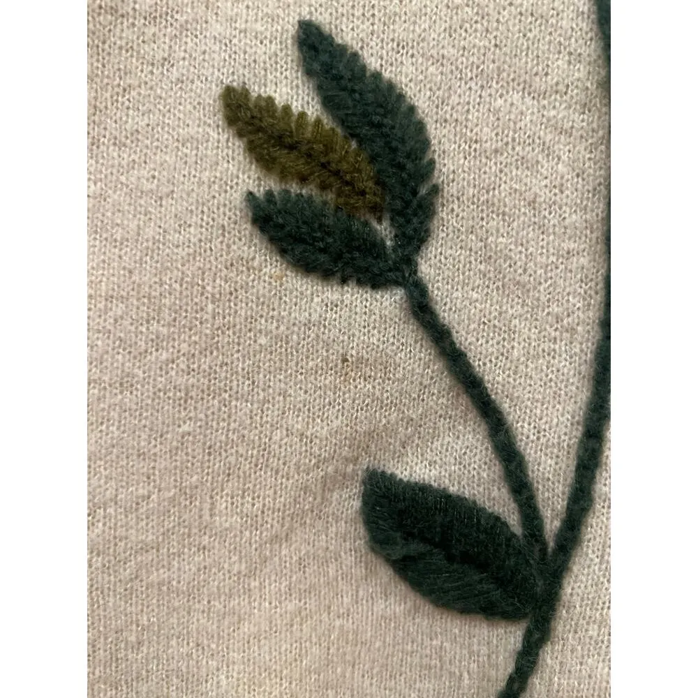 Vintage Jocomomola de Sybilla Wool Embroidered Turtle neck Dress Beige Floral L Size L - Image 5