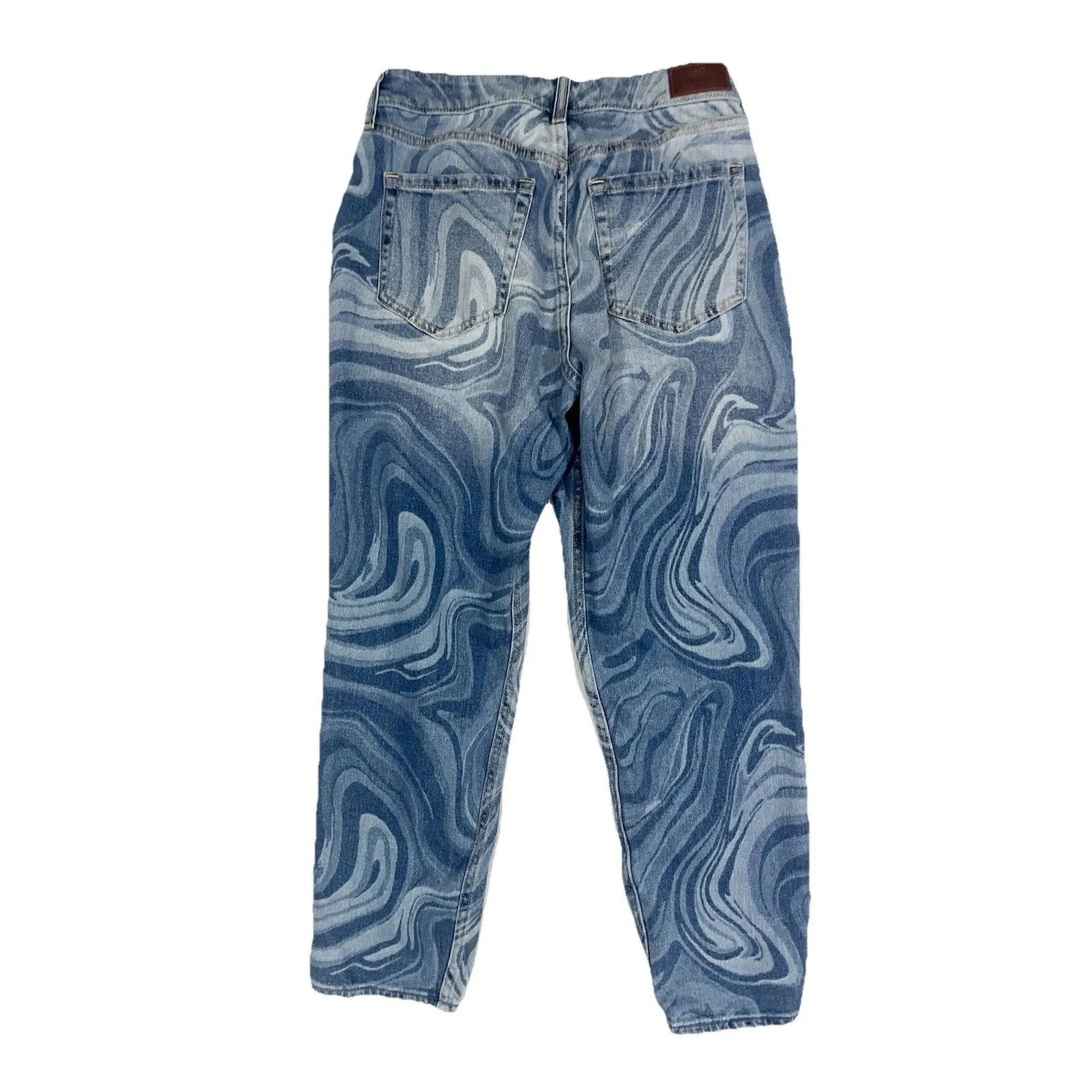 Hollister Curvy High Rise Mom Jeans Junior Size 7 Stretch Groovy Marbled Print - Image 2