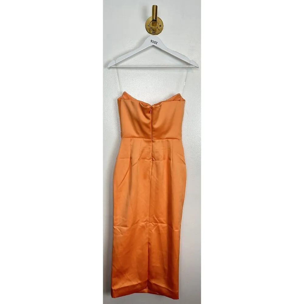 Alora Strapless Corset Midi Dress in Tangerine Size Small - Image 12