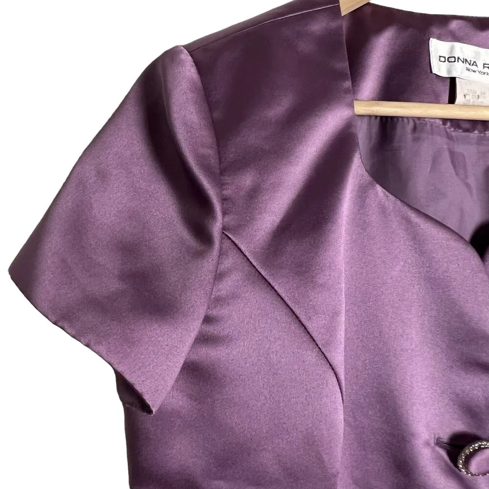 Donna Ricco Purple Satin Skirt Jacket Set Set Size 10 - Image 3