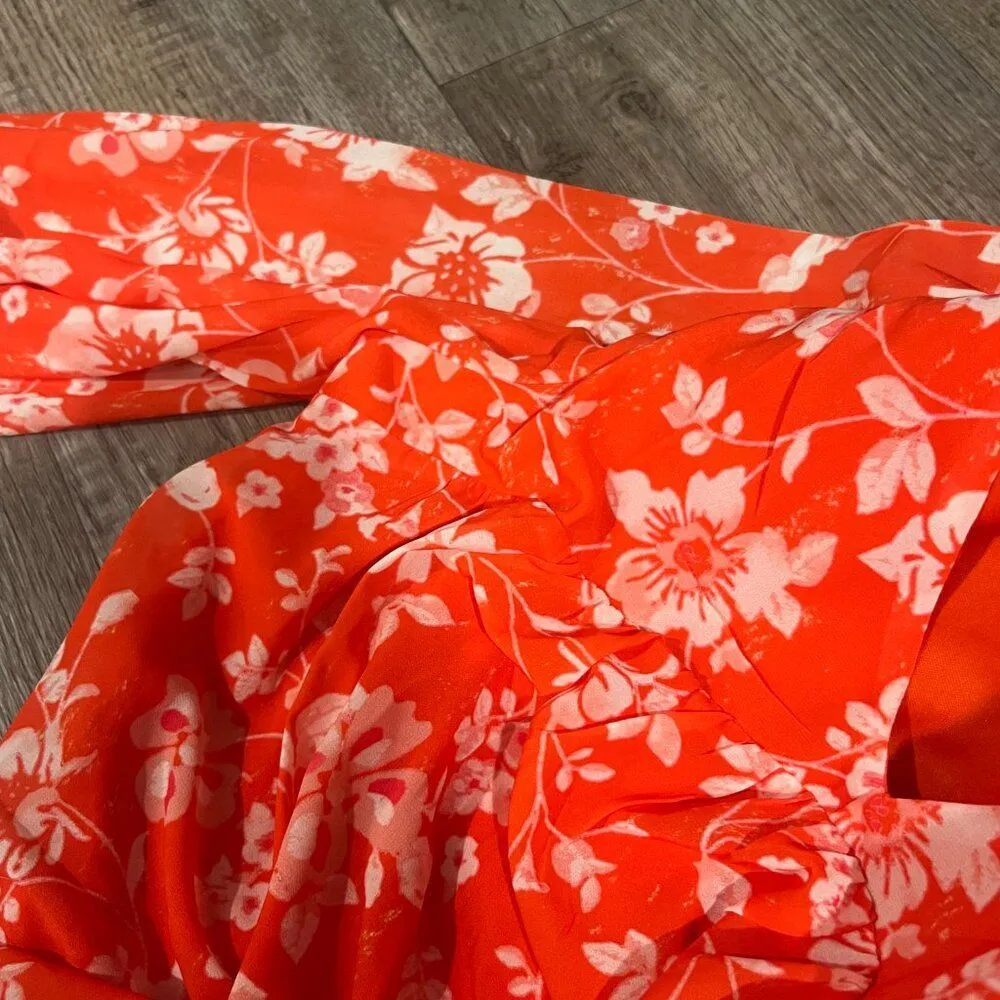 Pink Lily orange babydoll dress with white big flowers L - Image 10