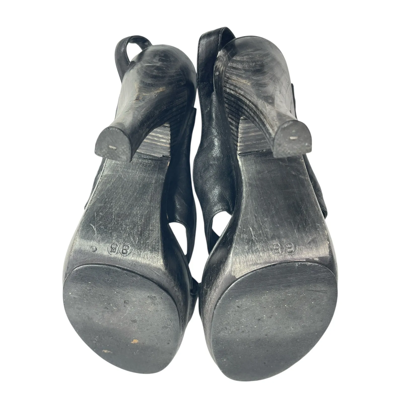 Calleen Cordero Women Black Open Toe Paltform Heels Ankle Strap Sandals Size 8.5 - Image 5