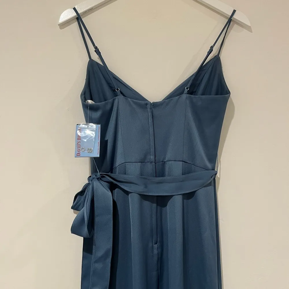 David’s Bridal Spaghetti Strap Crepe Ruffle Bridesmaid Dress - Image 4