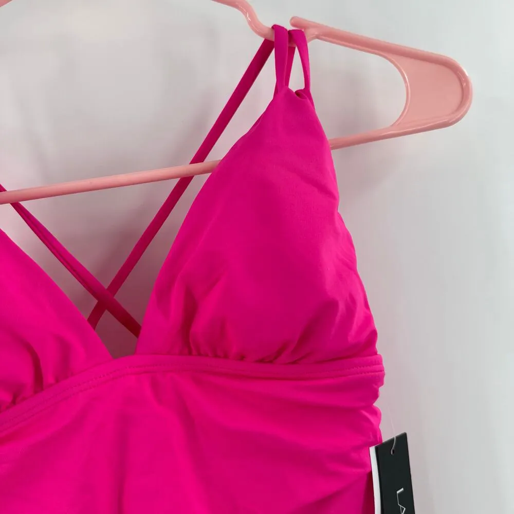 LA BLANCA Tankini Top Size 4 Pink NWT Island Goddess Pop Pink Crossback Strappy - Image 14