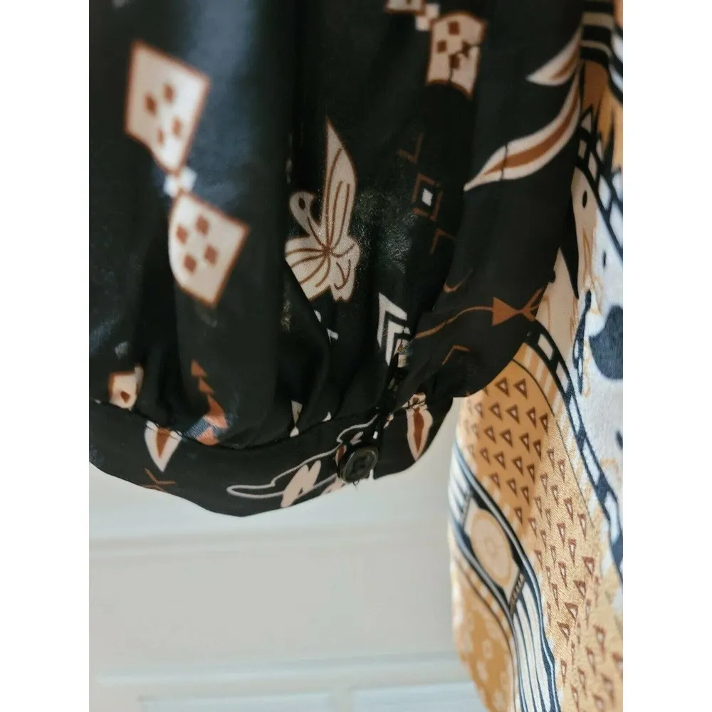 Zaful Women's Black 100% Cotton V-Neck long Sleeve Knee Length Dress Size Medium - Image 7