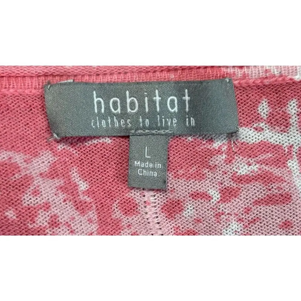 Habitat Clothes To Live In Top Size Large Pink White 3/4 Sleeves Abstract Artsy - Image 6