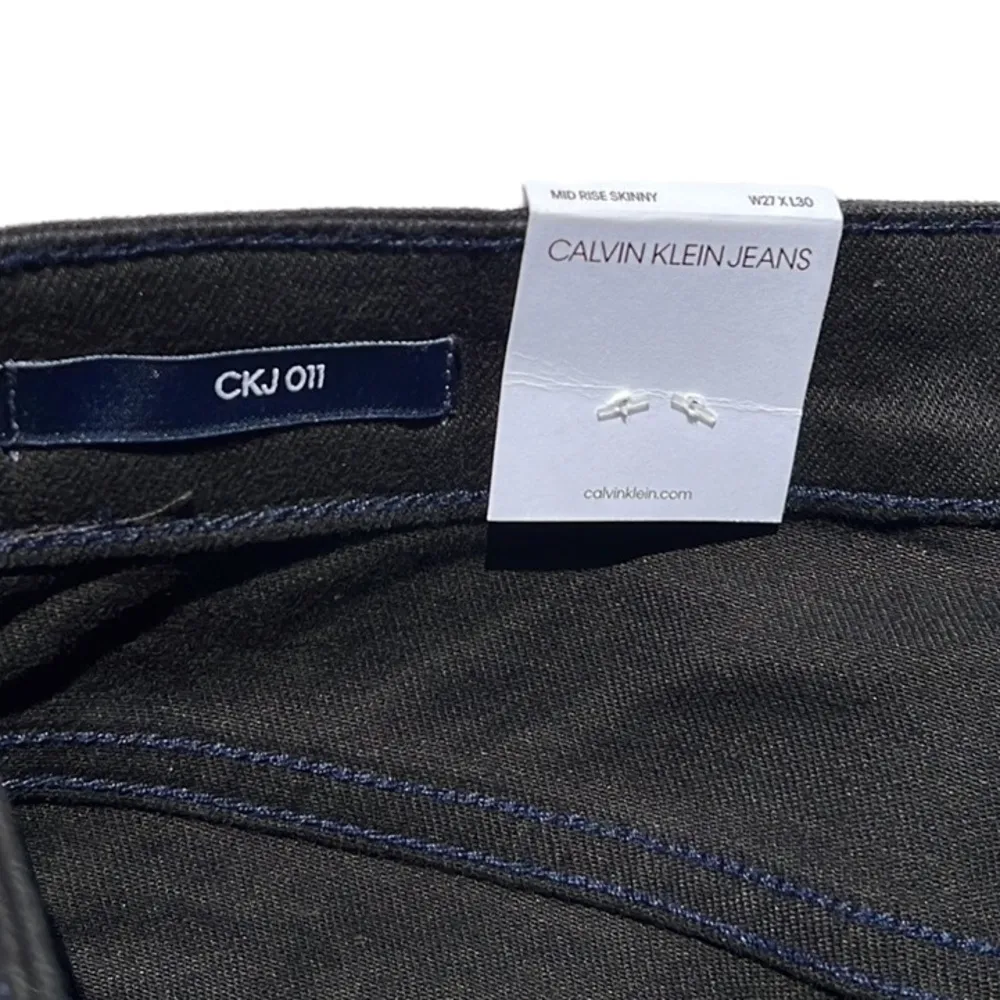 Calvin Klein Jeans Mid Rise Skinny Distressed Patch Black Jeans Size 27X30 New - Image 8