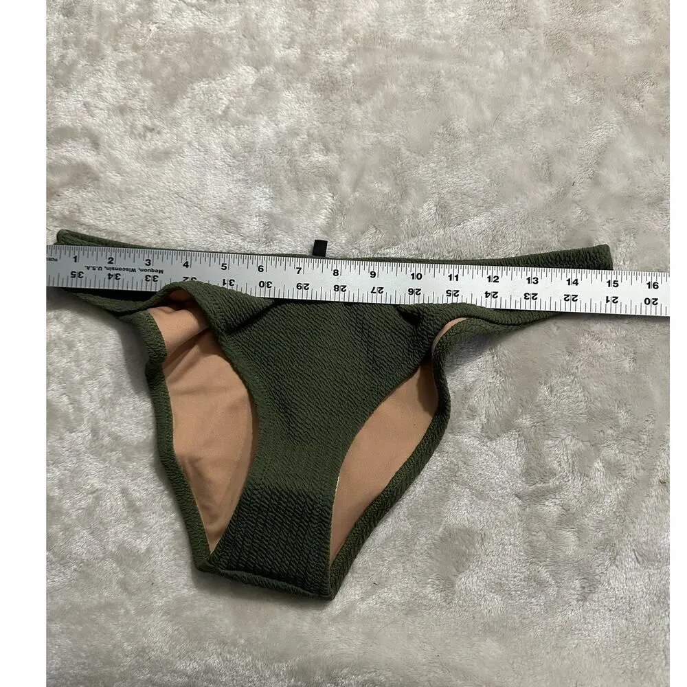 J.Crew Cheeky Bikini Bottom Women's Medium Green Textured Curved-Waist  NWT - Image 6