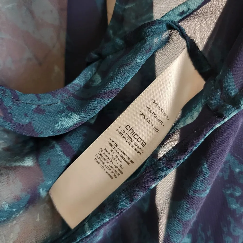 Easywear By Chico's Womens Cardigan Size 1 Blue Sheer Shawl Long Sleeves - Image 4