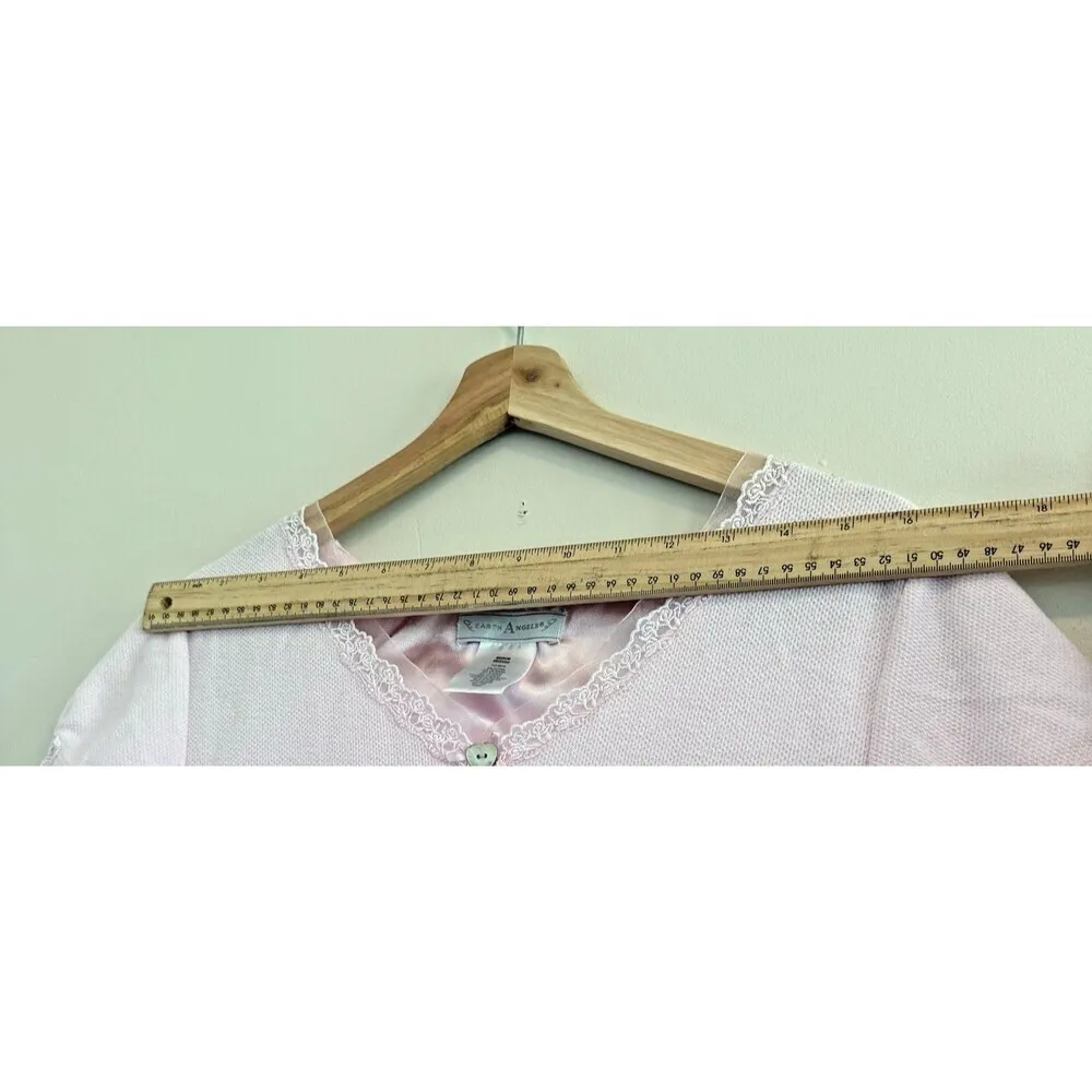 Vintage 90s Earth Angels pink Knit Lace Trimmed Night Gown size M - Image 5