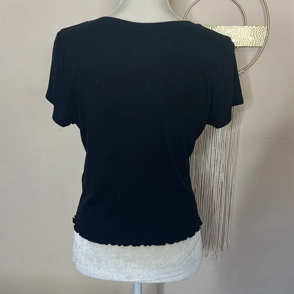 Hollister co • lace up ribbed crop short sleeve top - Image 72