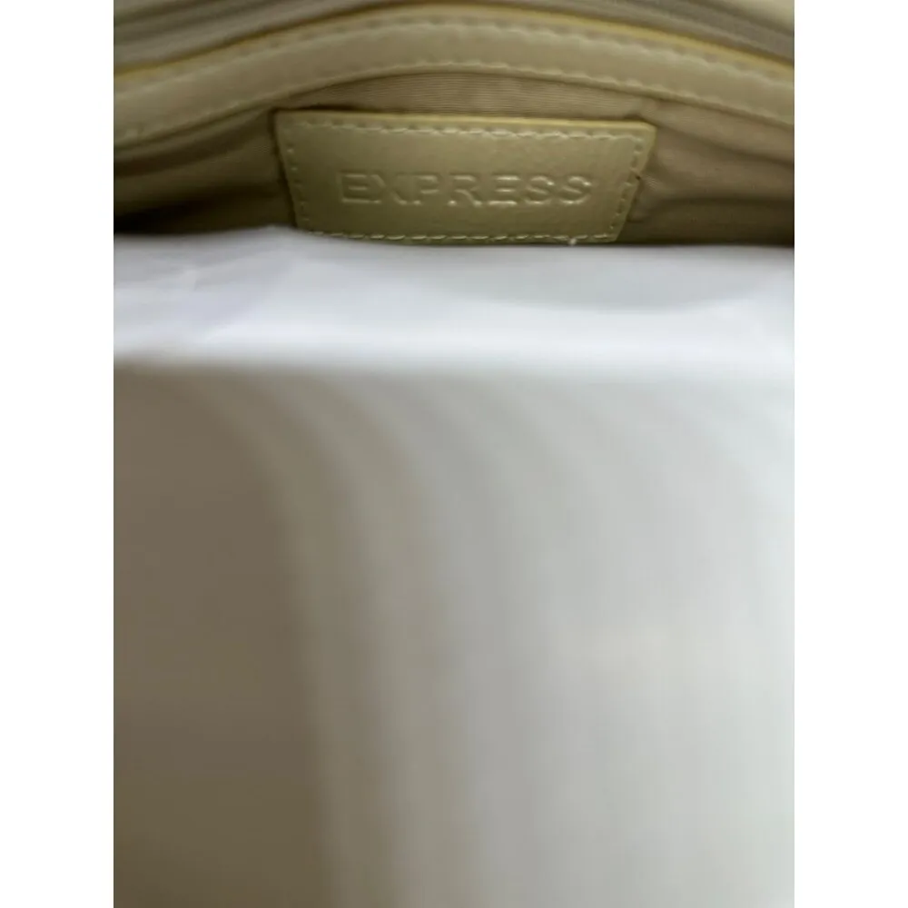 NWT Express Beige Woven Straw & Faux Leather Barrel Bag With Chain Handles - Image 4