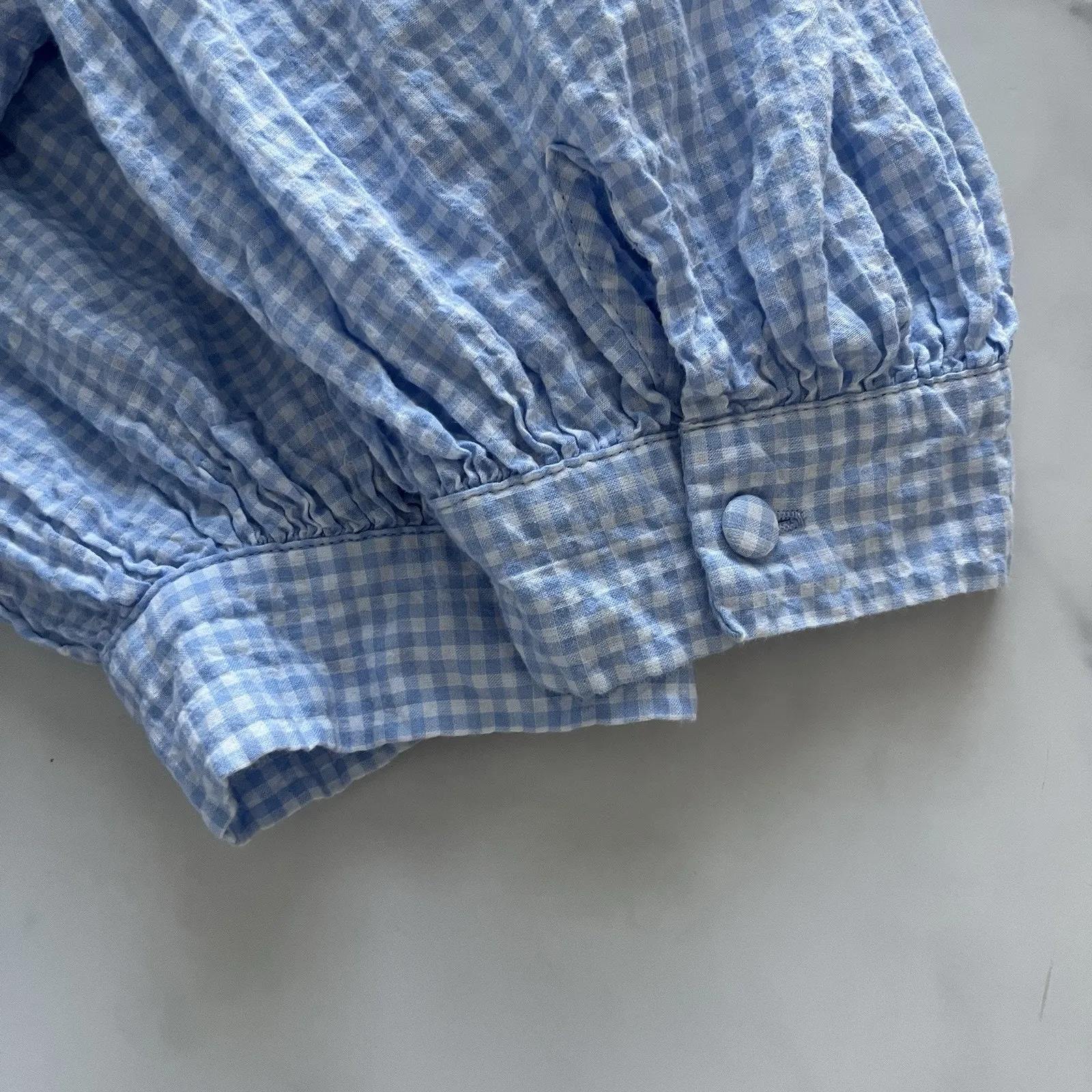 Sandy Liang x Target Gingham Dress Blue White Size M Preppy Chic Cottage Core - Image 8