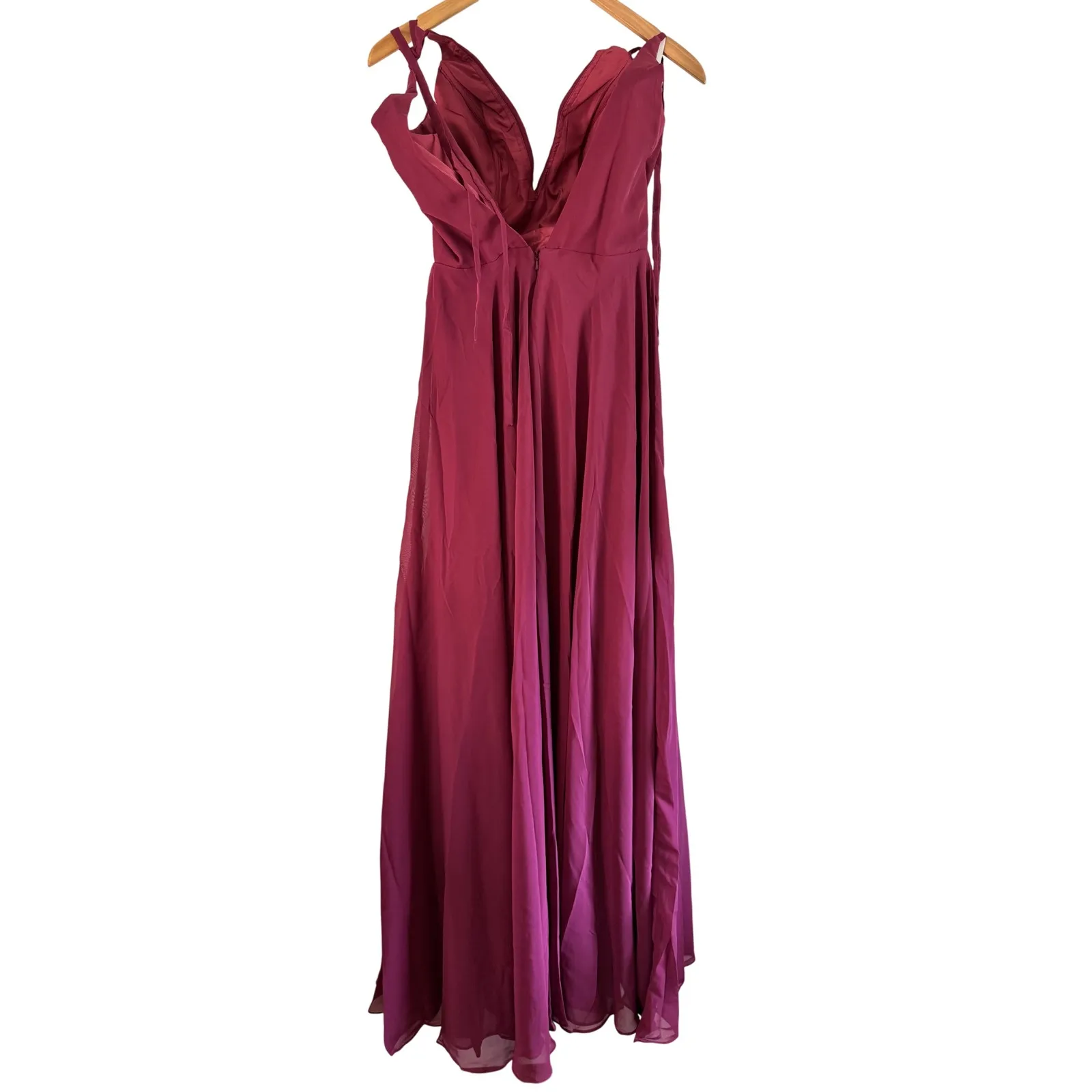 Chiffon Maxi Dress Formal Gown‎ Bridesmaid Dress Sleeveless Purple Size 6 - Image 2