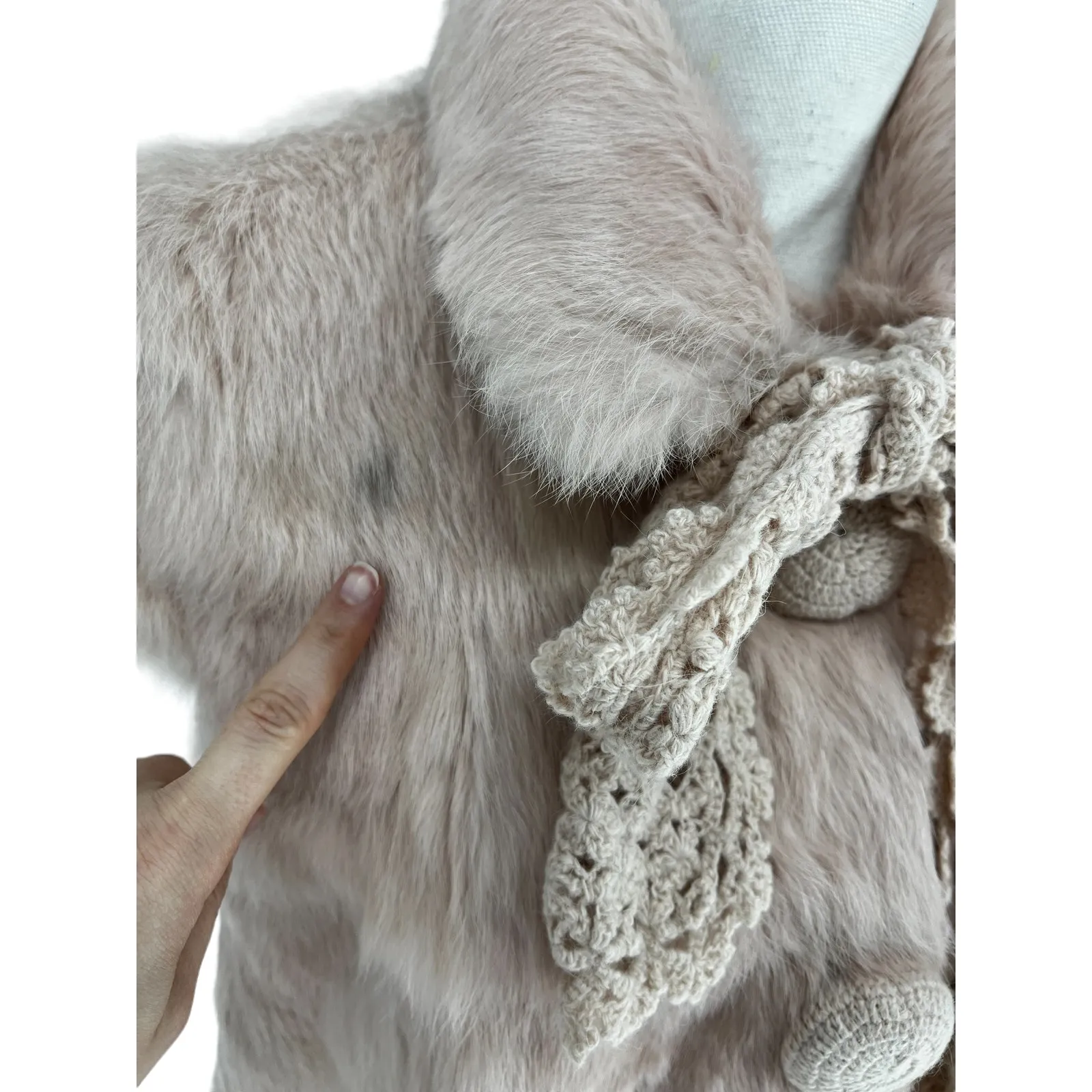 Manoush Rabbit Fur Short Sleeve Jacket in Pink Size L - Image 5