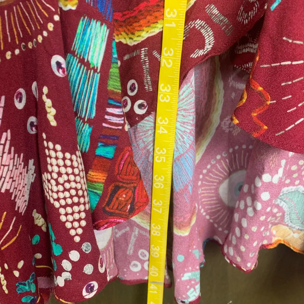 Farm Rio size XS Amabella floral wrap maxi skirt beaded red pineapple rainbow - Image 8