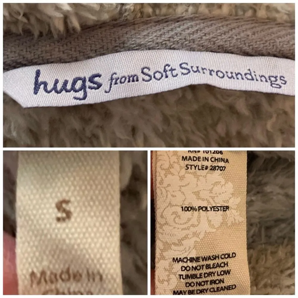 Soft Surroundings Sweater Hugs Gray Fleece Pockets Cardigan Women's Size Small S - Image 11